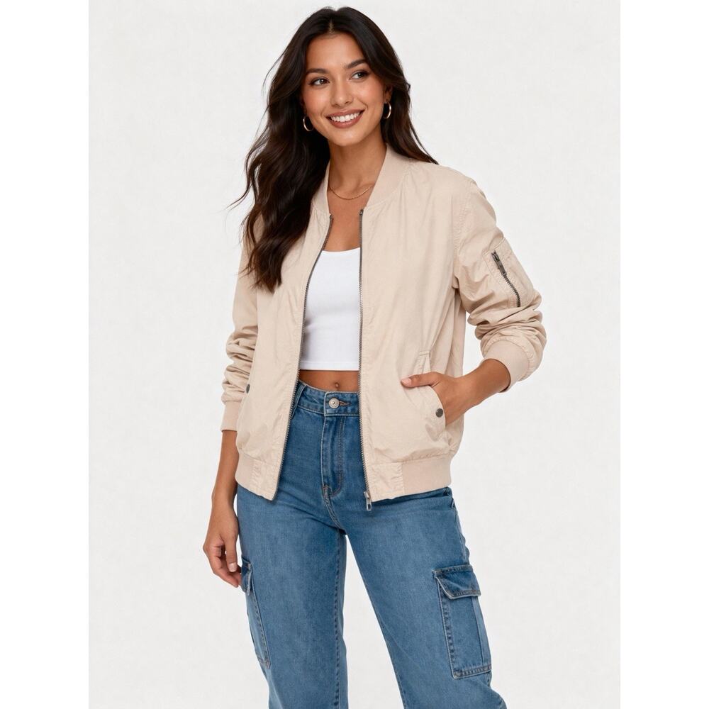 Buffalo David Bitton Bomber Jacket Womens Large Pale Light Pink Full Zip - Picture 11 of 11